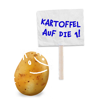 Kartoffel mit Schild